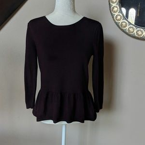 LOFT Burgundy Peplum Sweater M